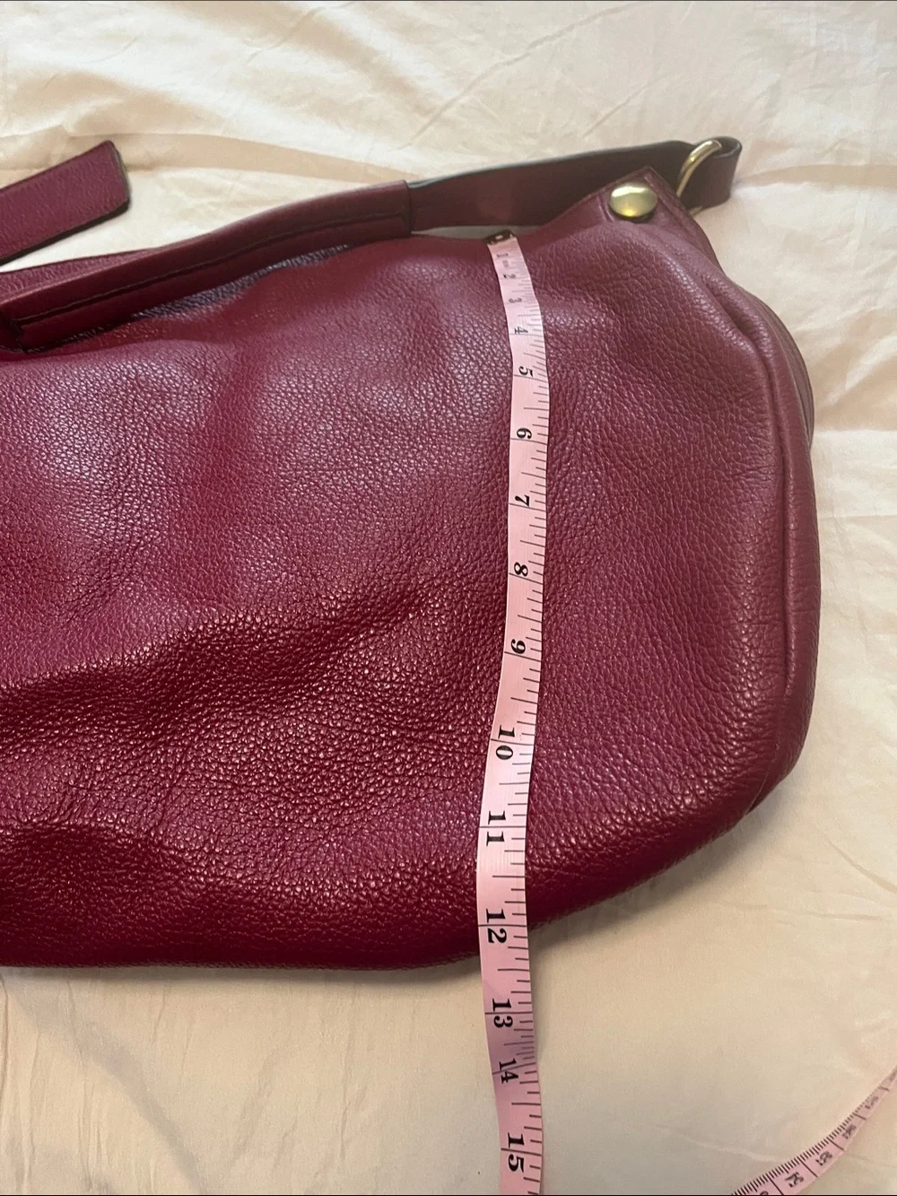 DR YANY Leather Hobo Bag in Deep Burgundy